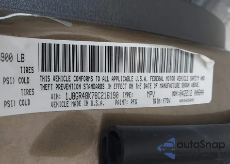 2008 Jeep Grand Cherokee Laredo from USA, damaged, VIN 1J8GR48K78C216190